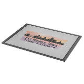 Des Moines IA City Skyline Latitude und Longitude Schneidebrett (Ecke)
