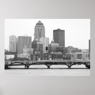 Des Moines in B&W Poster