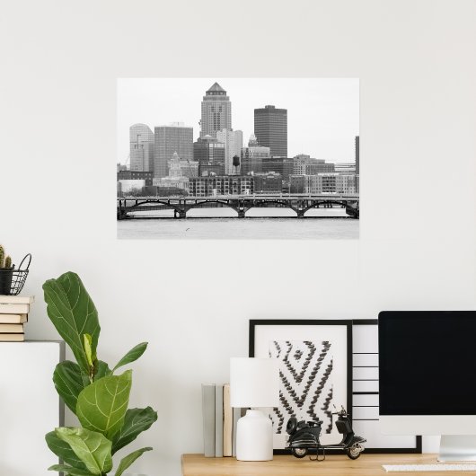 Des Moines in B&W Poster (Heimbüro)