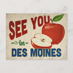 Des Moines Iowa Apfel - Vintage Reise Postkarte