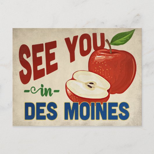 Des Moines Iowa Apple - Vintage Travel Postkarte (Vorderseite)