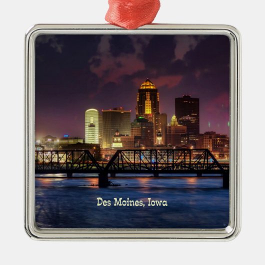 Des Moines, Iowa City Ornament Aus Metall (Vorne)