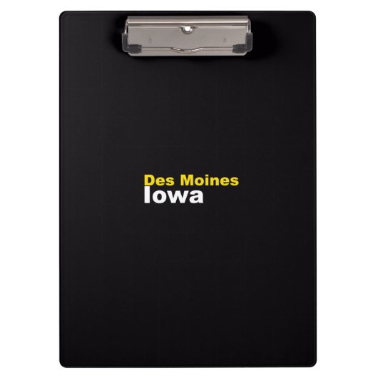 Des Moines, Iowa Clipboard Klemmbrett (Vorderseite)