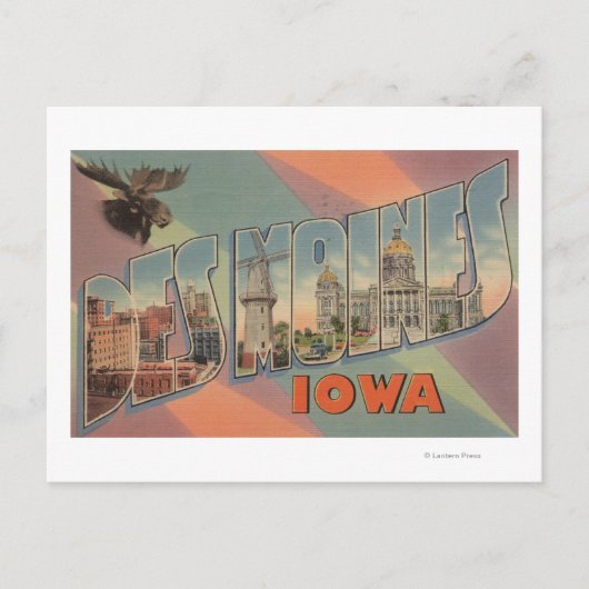 Des Moines, Iowa (Elchkopf) Postkarte (Vorderseite)