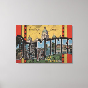Des Moines, Iowa - große Buchstabe-Szenen Leinwanddruck