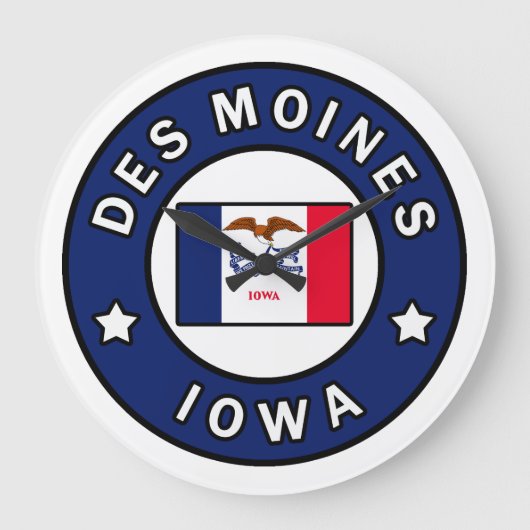 Des Moines Iowa Große Wanduhr (Vorderseite)