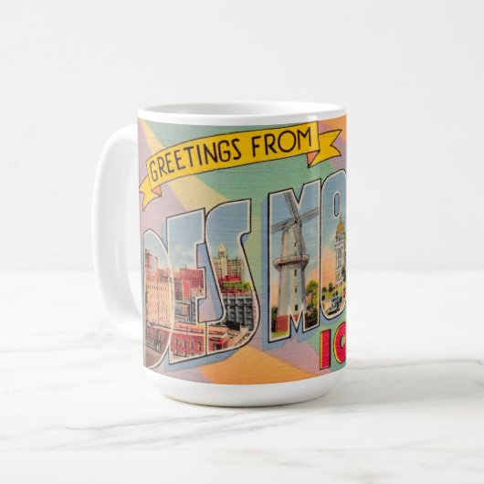 Des Moines Iowa Gruß Postkarten Tasse (Vorderseite Links)