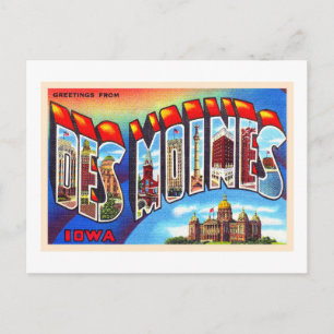 Des Moines Iowa IA Vintage Postkarte für Großbuchs