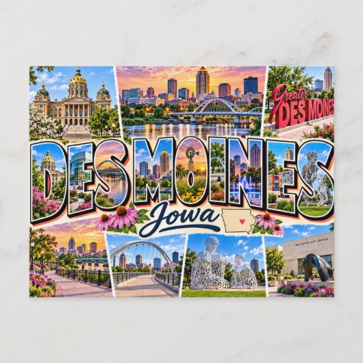 Des Moines, Iowa Postkarte (Vorderseite)