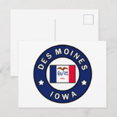 Des Moines Iowa Postkarte (Vorne/Hinten)