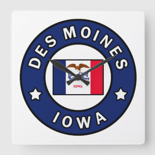 Des Moines Iowa Quadratische Wanduhr