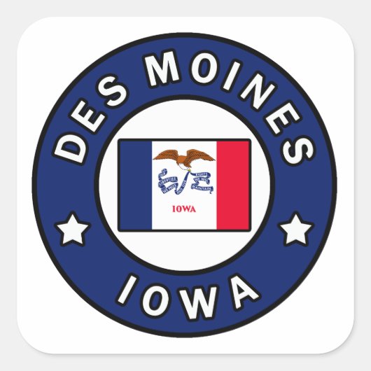 Des Moines Iowa Quadratischer Aufkleber (Vorderseite)