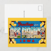 Des Moines Iowa Retro-Postkarte Postkarte (Vorne/Hinten)