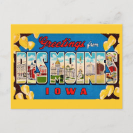 Des Moines Iowa Retro-Postkarte Postkarte