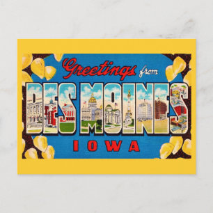 Des Moines Iowa Retro-Postkarte Postkarte