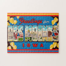 Des Moines Iowa Retro-Postkarte