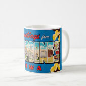 Des Moines Iowa Retro-Postkarten-Tasse Kaffeetasse (VorderseiteRechts)