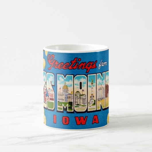 Des Moines Iowa Retro-Postkarten-Tasse Kaffeetasse (Mittel)