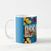 Des Moines Iowa Retro-Postkarten-Tasse Kaffeetasse (Links)
