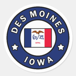 Des Moines Iowa Runder Aufkleber