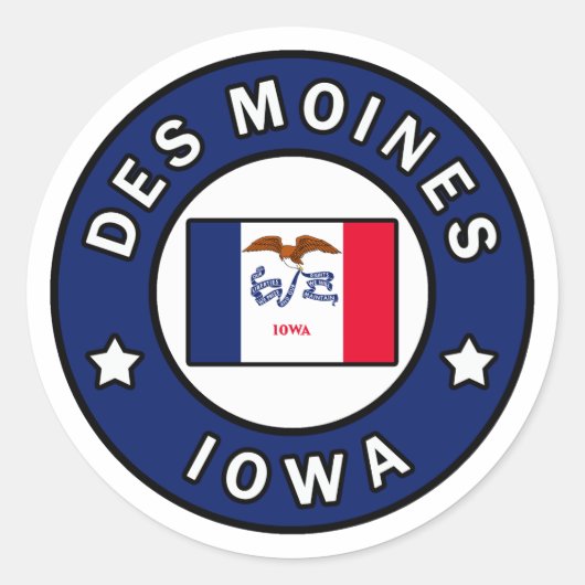 Des Moines Iowa Runder Aufkleber (Vorderseite)