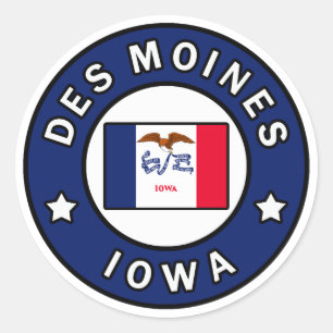 Des Moines Iowa Runder Aufkleber