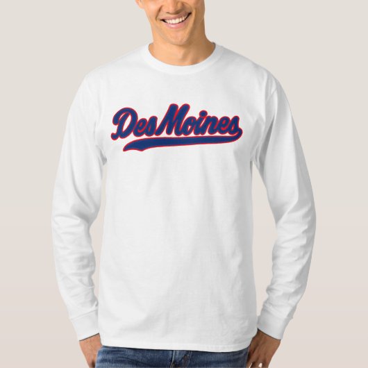 Des Moines Iowa Script Design | Retro City T-Shirt (Vorderseite)