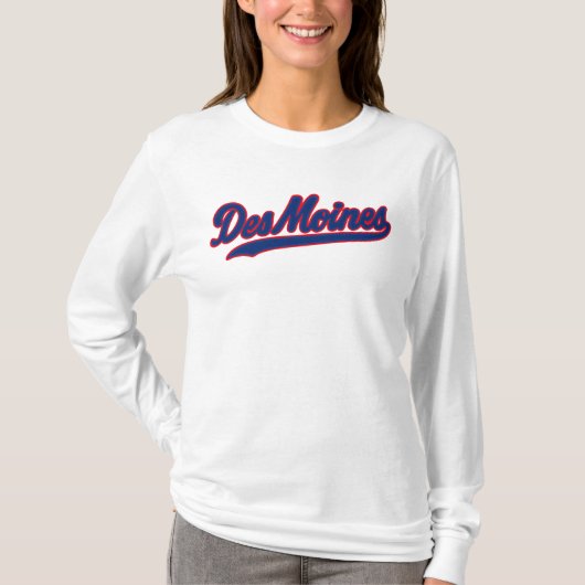Des Moines Iowa Script Design | Retro City T-Shirt (Vorderseite)