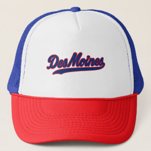 Des Moines Iowa Script Design Retro City Truckerkappe