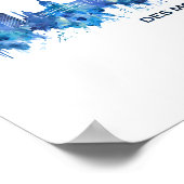 Des Moines Iowa Skyline Blue Poster (Ecke)