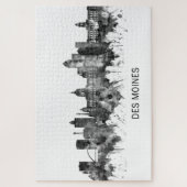 Des Moines Iowa Skyline BW Puzzle (Vertikal)