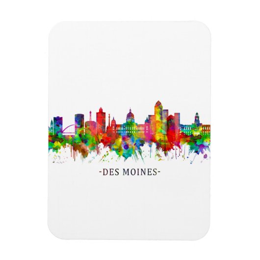 Des Moines Iowa Skyline Magnet (Vertikal)
