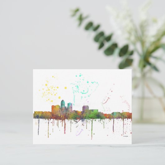 DES MOINES IOWA SKYLINE POSTKARTE (Stehend Vorderseite)