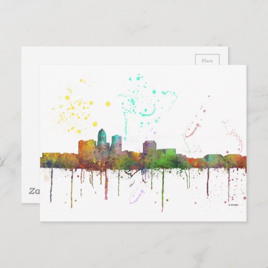 DES MOINES IOWA SKYLINE POSTKARTE (Vorne/Hinten)