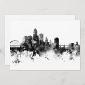 Des Moines Iowa Skyline Schwarz-weiß Einladung (Vorne/Hinten)