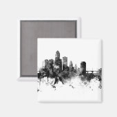 Des Moines Iowa Skyline Schwarz-weiß Magnet (Vorderseite/Rückseite)