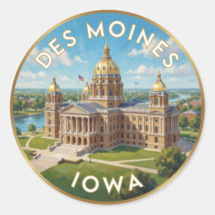 Des Moines Iowa State Capitol 🌾 Runder Aufkleber