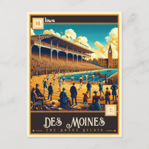 Des Moines, Iowa VINTAG Postkarte