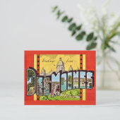 Des Moines Iowa Vintage Postkarte (Stehend Vorderseite)
