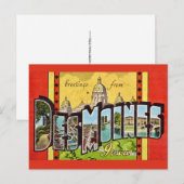 Des Moines Iowa Vintage Postkarte (Vorne/Hinten)