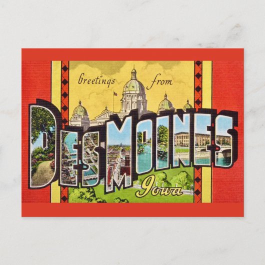 Des Moines Iowa Vintage Postkarte (Vorderseite)