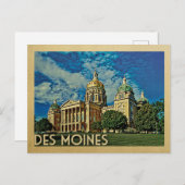 Des Moines Iowa Vintage Reise Postkarte (Vorne/Hinten)