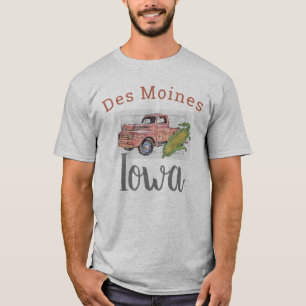 Des Moines Iowa, Vintager Lkw und Mais 2 T-Shirt