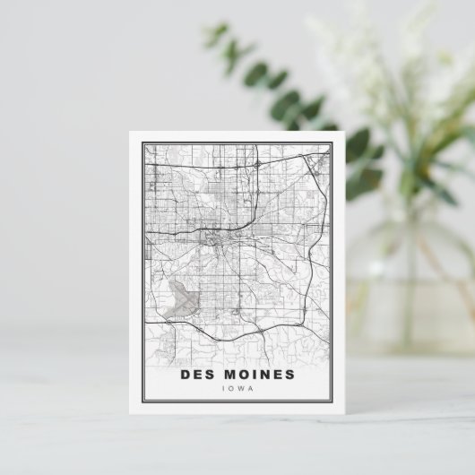 Des Moines Map Postkarte (Stehend Vorderseite)