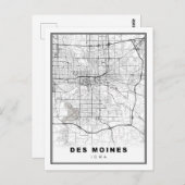 Des Moines Map Postkarte (Vorne/Hinten)