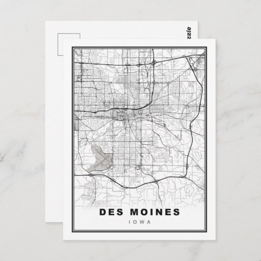 Des Moines Map Postkarte (Vorne/Hinten)