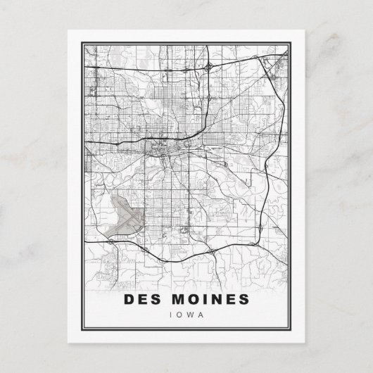 Des Moines Map Postkarte (Vorderseite)