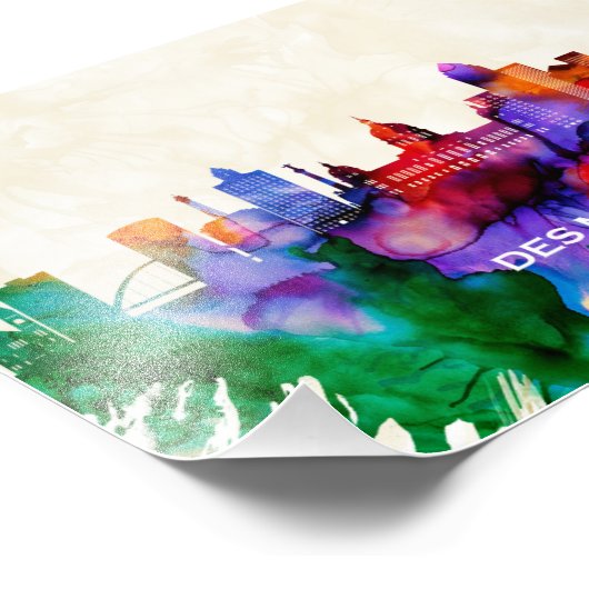 Des Moines Skyline Fotodruck (Ecke)