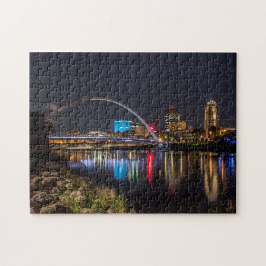 Des Moines Skyline nachts Puzzle (Horizontal)