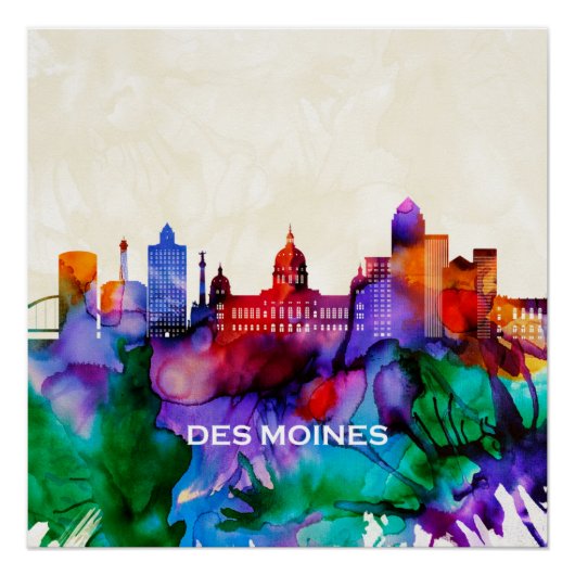 Des Moines Skyline Poster (Vorderseite)